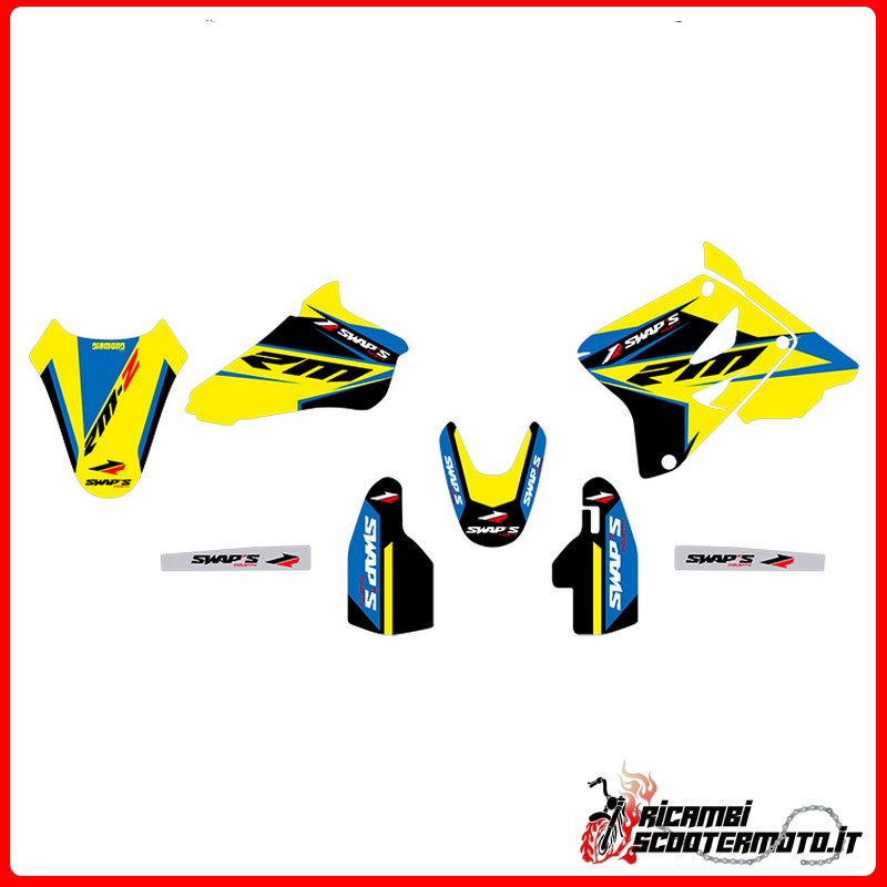 KIT D'AUTOCOLLANTS JAUNE SUZUKI RM 85 GRANDES ROUES 2002-2022