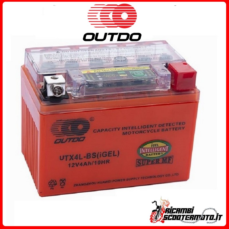 YTX4L-BS OUTDO I GEL BATTERY MOTO SCOOTER QUAD CROSS YTX4L UTX4L-BS