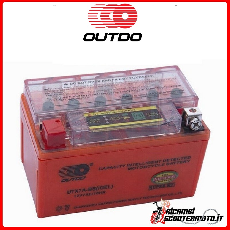 OUTDO I GEL BATTERY 12V 6,5AH YT7B-4 YT7B MOTO SCOOTER QUAD CROSS UT7B-4