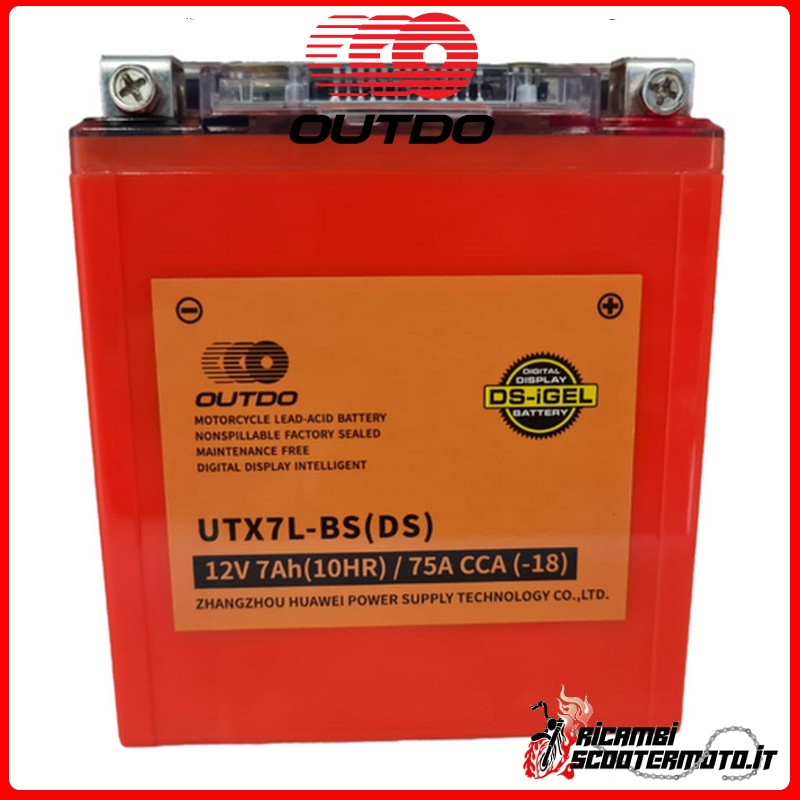 OUTDO I GEL-BATTERIE YTX7L-BS YTX7LBS MOTO SCOOTER QUAD CROSS UTX7-BS