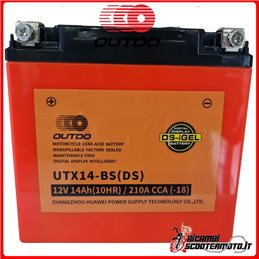OUTDO I GEL BATTERY YTX14-BS YTX14BS MOTO SCOOTER QUAD CROSS UTX14-BS