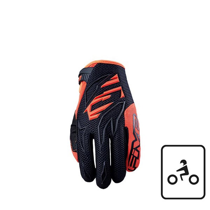 GLOVES FIVE MXF3 NERO/FLUO ORANGE TAGLIA M