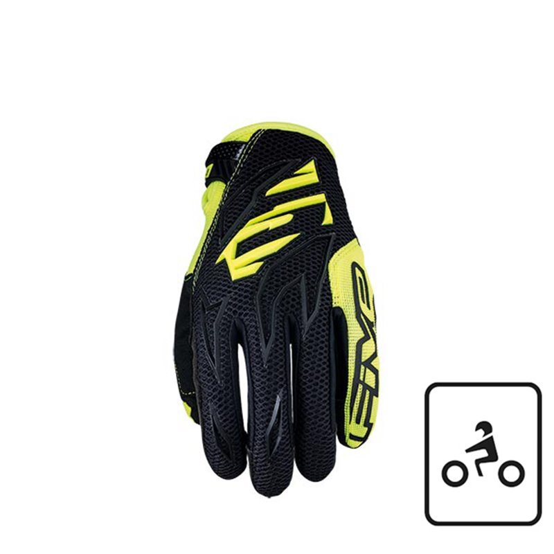 GLOVES FIVE MXF3 NERO/GIALLO FLUO TAGLIA XS