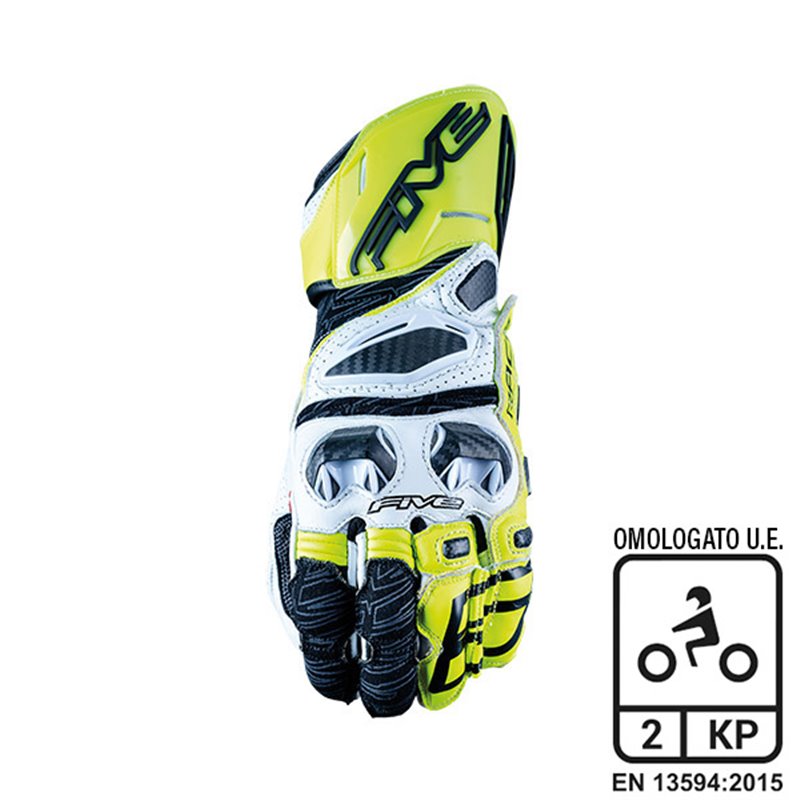 GLOVES FIVE RFX RACE BIANCO/GIALLO FLUO TAGLIA S