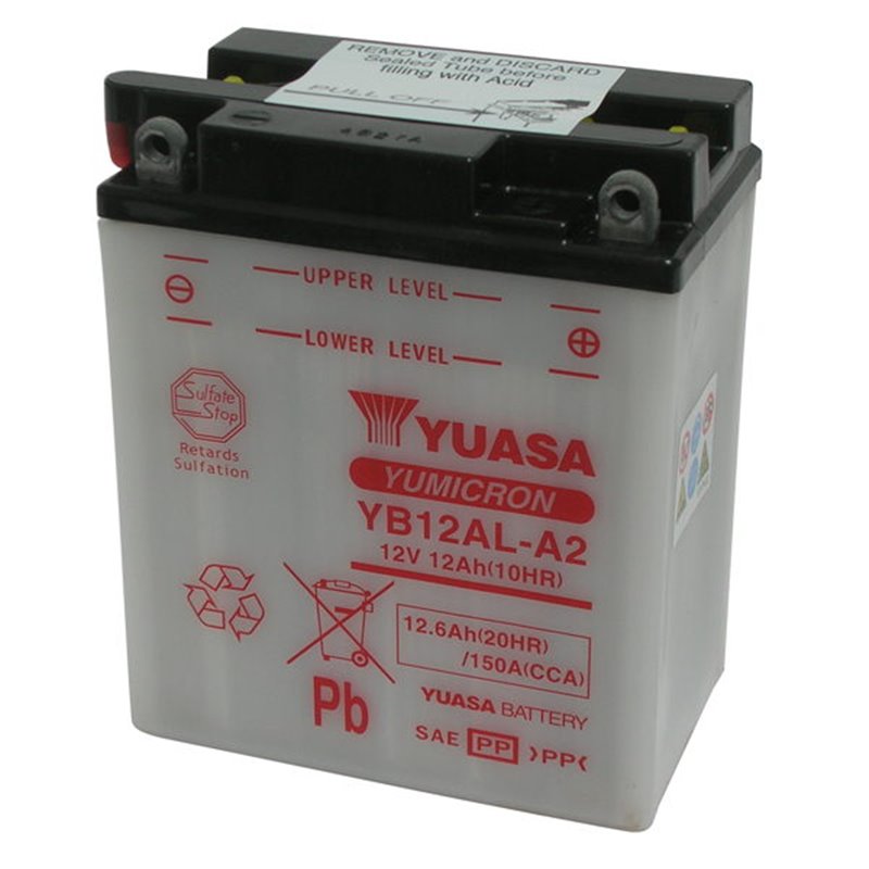 YUASA BATTERY 12V 12,6AH YB12AL-A2 MOTO SCOOTER QUAD CROSS YB12ALA2 WITHOUT LIQUID YUASA BATTERY 12V 12,6AH YB12AL-A2 MOTO SCOOTER QUAD CROSS YB12ALA2 WITHOUT LIQUID