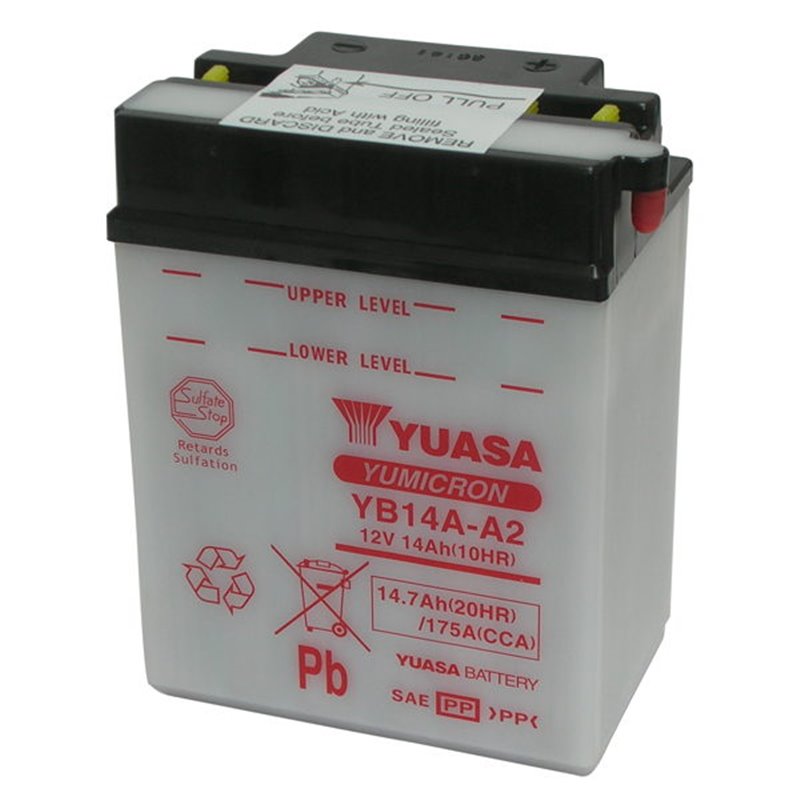 YUASA BATTERY YB14A-A2 12V 12AH YB14A-A2 MOTO SCOOTER QUAD CROSS  WITHOUT LIQUID