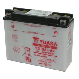 BATERÍA YUASA  YB16AL-A2 SENZA ACIDO YB16ALA2 MOTO SCOOTER QUAD CROSS SIN LIQUIDO