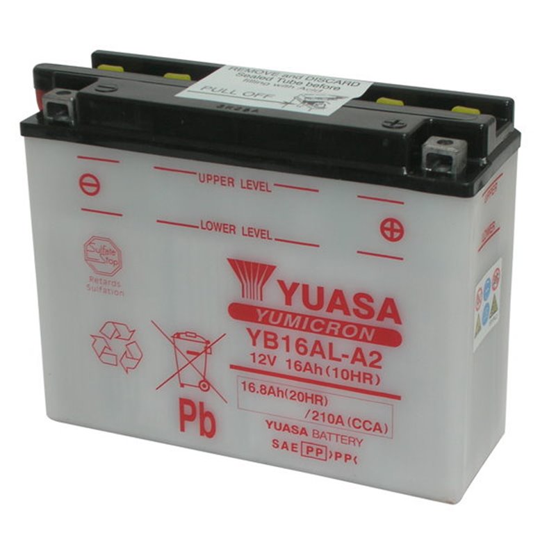 YUASA BATTERY  YB16AL-A2 SENZA ACIDO YB16ALA2 MOTO SCOOTER QUAD CROSS WITHOUT LIQUID