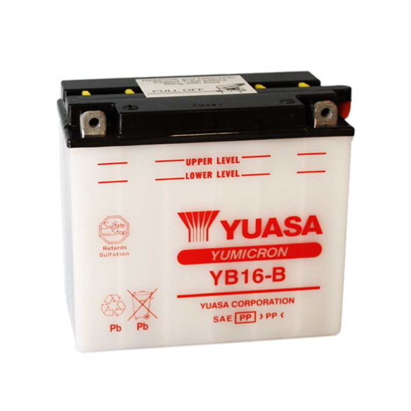 YUASA BATTERIE YB16-B 12V 19AH YB16B-A1 MOTO SCOOTER QUAD CROSS OHNE FLÜSSIGKEIT