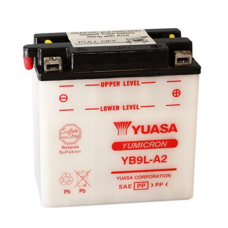 YUASA BATTERIE YB9L-A2  12V 9AH YB9L-A2 MOTO SCOOTER QUAD CROSS   OHNE FLÜSSIGKEIT
