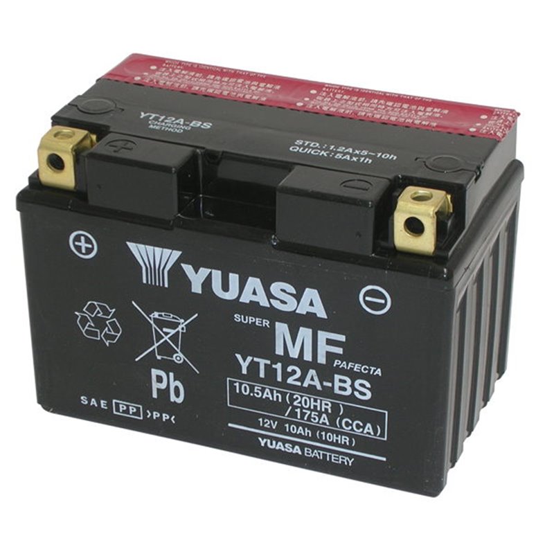 YUASA BATTERY YT12A-BS  12V 10AH YT12A MOTO SCOOTER QUAD CROSS   WITH LIQUID