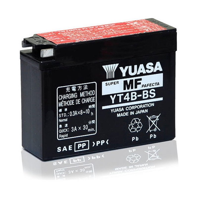 YUASA BATTERIE  12V 2,4AH YT4B-BS MOTO SCOOTER QUAD CROSS  YT4BBS MIT FLÜSSIGKEIT