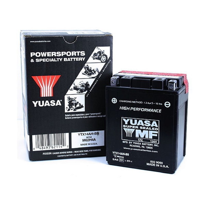 BATTERIE YUASA YTX14AH-BS 12V 12AH YTX14AH / YB14-A2/B2 MOTO SCOOTER QUAD CROSS YTX14AH / YB14A2/B2 AVEC LIQUIDE