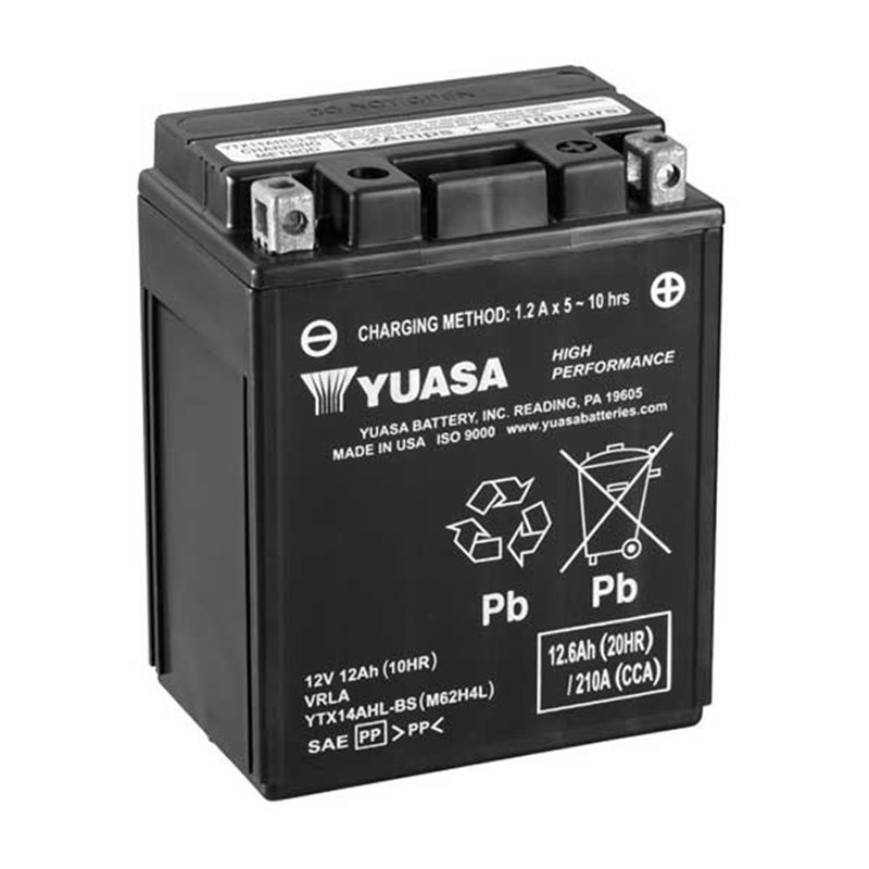 BATERÍA YUASA YTX14AHL-BS 12V 12AH YTX14AHL-BS MOTO SCOOTER QUAD CROSS YTX14AHLBS CON LIQUIDO