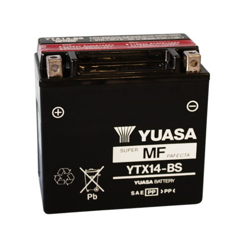BATTERIE YUASA  YTX14-BS SIGILLATA CON ACIDO YTX14BS MOTO SCOOTER QUAD CROSS AVEC LIQUIDE