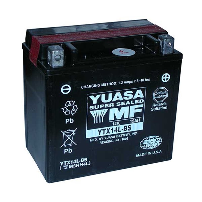 BATERÍA YUASA  YTX14L-BS SIGILLATA CON ACIDO YTX14LBS MOTO SCOOTER QUAD CROSS CON LIQUIDO