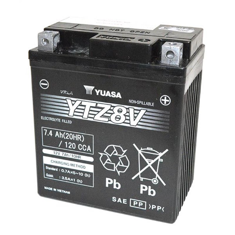 BATTERIE YUASA  12V 7,4AH YTZ8V MOTO SCOOTER QUAD CROSS YTZ8V AVEC LIQUIDE