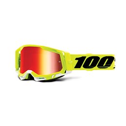 MASK 100% RACECRAFT 2 GIALLO FLUO - A SPECCHIO ROSSA