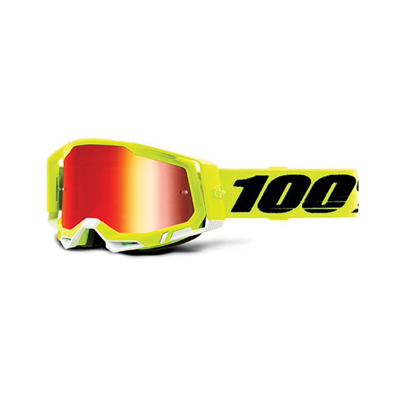 MASK 100% RACECRAFT 2 GIALLO FLUO - A SPECCHIO ROSSA
