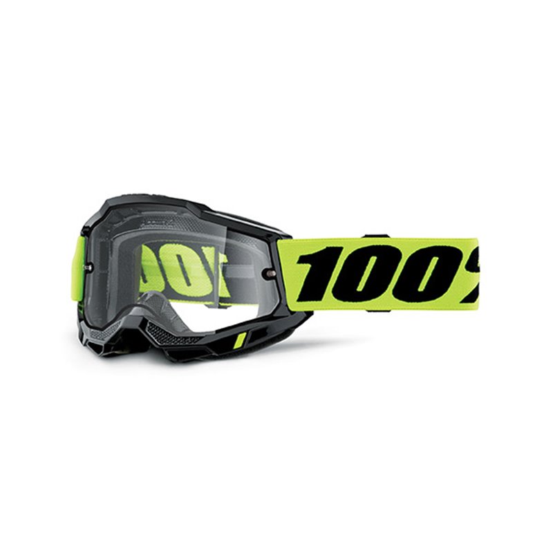 MASQUE 100% ACCURI 2 ENDURO NEON GIALLO - DOPPIA TRASPARENTE