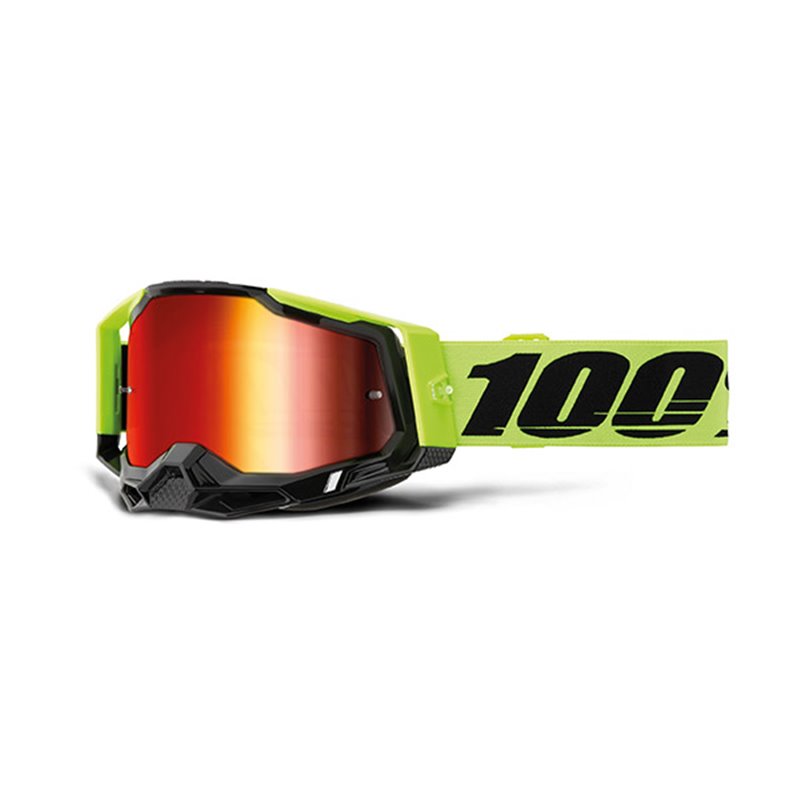 MASK 100% RACECRAFT 2 NEON GIALLO - A SPECCHIO ROSSA MASK 100% RACECRAFT 2 NEON GIALLO - A SPECCHIO ROSSA