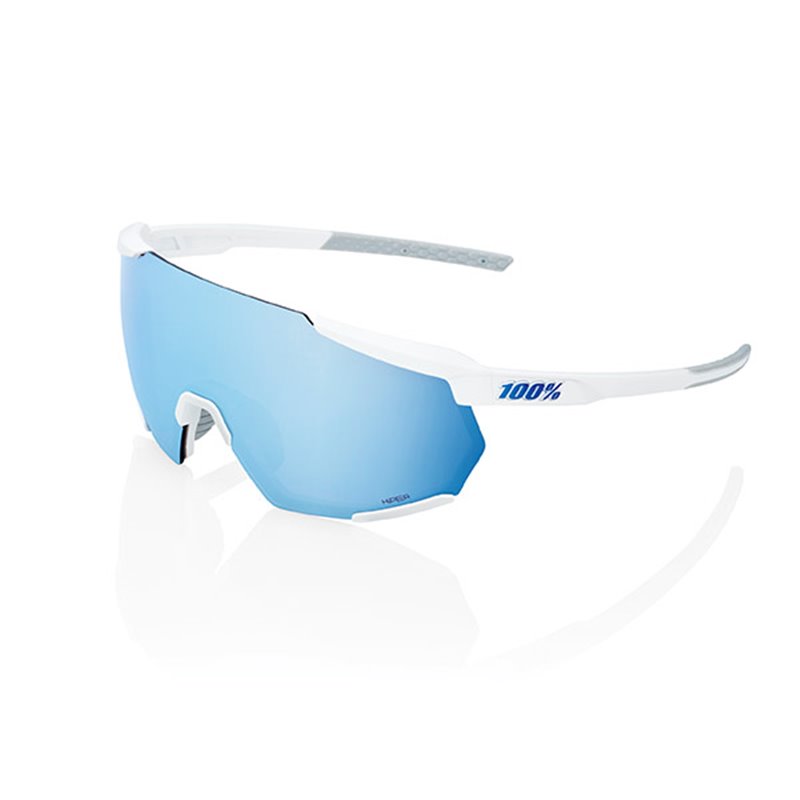 OCCHIALI DA SOLE 100% RACETRAP 3.0 - MATTE BIANCO - LENTI HIPER A SPECCHIO BLU MULTILAYER
