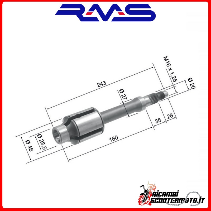 ARBRE SECONDAIRE RMS VESPA PIAGGIO COSA 1 125 1988-1991