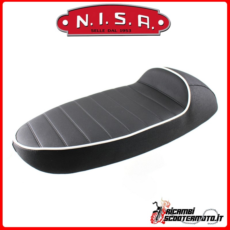 Selle de sport avec revêtement noir et passepoil blanc PIAGGIO VESPA PK 100 S 1982-1985