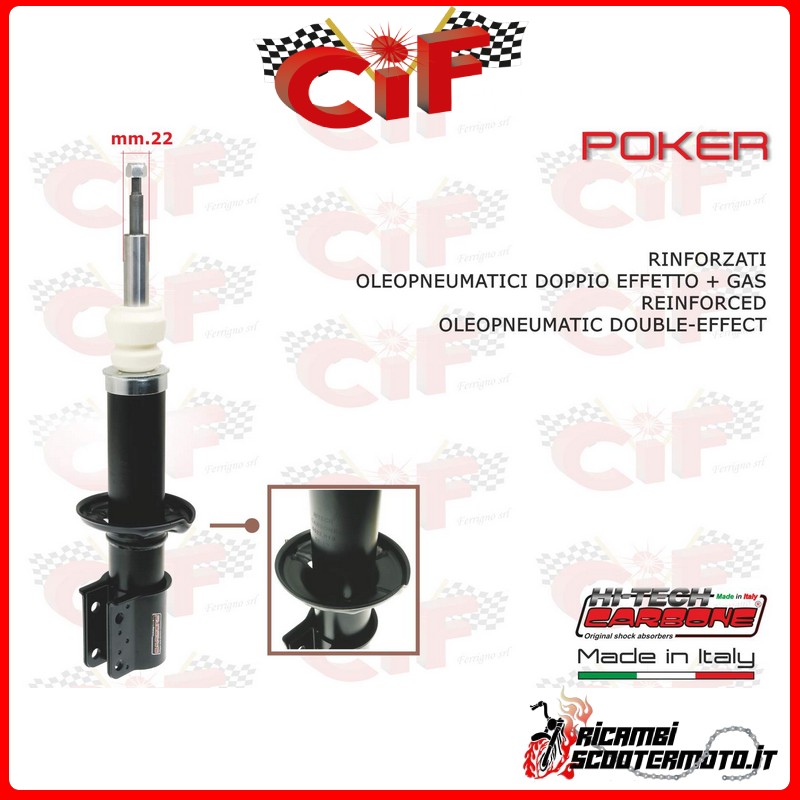 AMMORTIZZATORE OLIO + GAS RINFORZATO ANTERIORE DESTRO - SINISTRO PIAGGIO APE POKER 420 (1993-1997)
