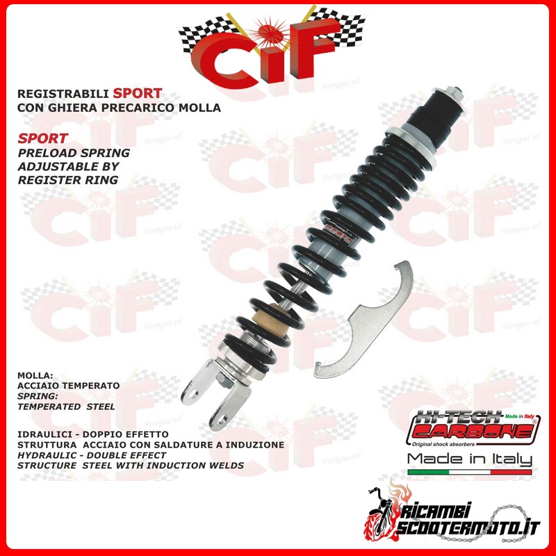ADJUSTABLE REAR SHOCK ABSORBER WITH SPRING PRELOAD RING PIAGGIO VESPA ET2 50 INIEZIONE (1997-2000) ADJUSTABLE REAR SHOCK ABSORBER WITH SPRING PRELOAD RING PIAGGIO VESPA ET2 50 INIEZIONE (1997-2000)