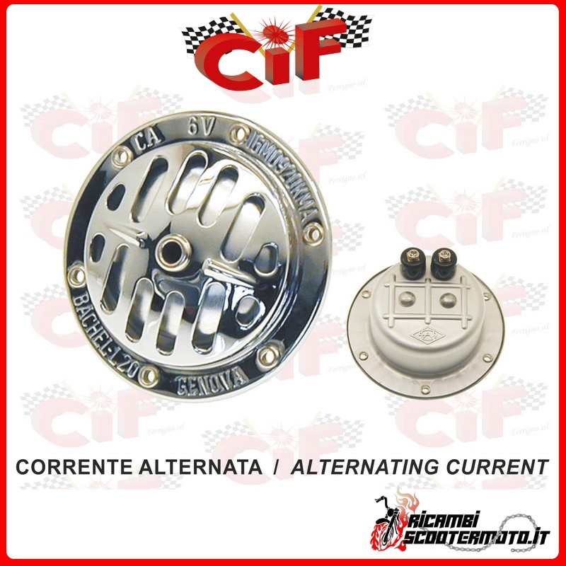 CHROME HORN ALTERNATING CURRENT - 6V A.C. PIAGGIO VESPA 50  (V5A1 ‘1963-1967)  (V5SS ‘1966-1971)