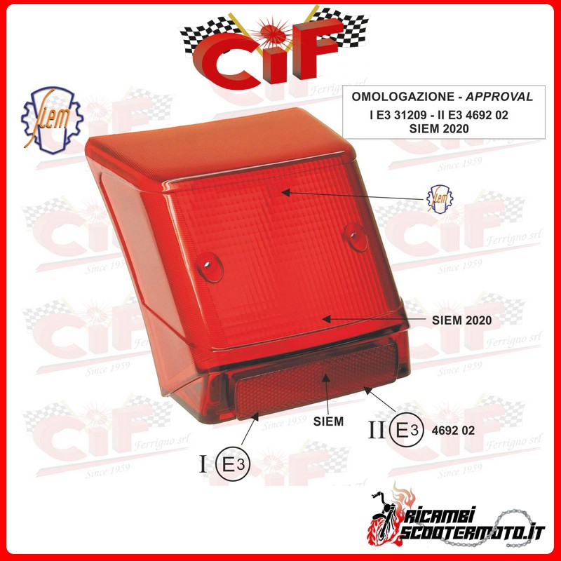 REAR LIGHT LIGHT BODY PIAGGIO VESPA PK 50 XL - RUSH