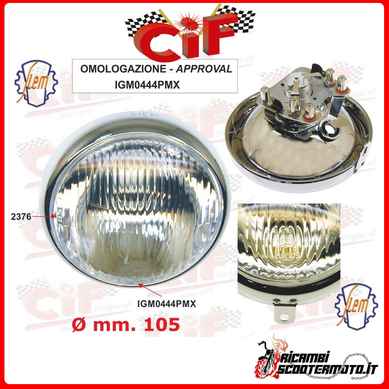 FANALE ANTERIORE COMPLETO DI PORTALAMPADA PIAGGIO VESPA 125 (VNA1T 1958) FANALE ANTERIORE COMPLETO DI PORTALAMPADA PIAGGIO VESPA 125 (VNA1T 1958)