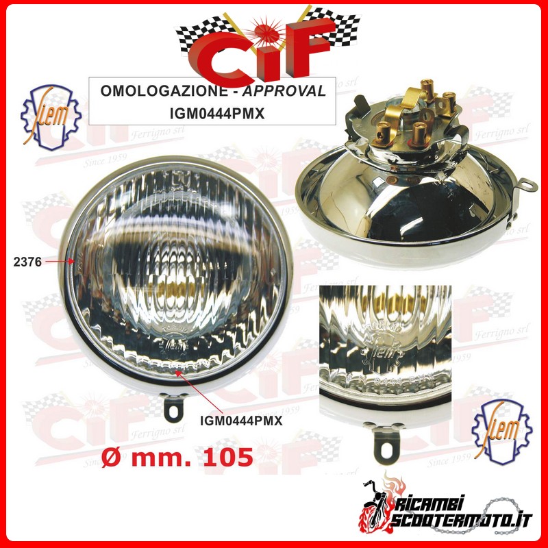 FARO DELANTERO COMPLETO CON PORTALÁMPARAS PIAGGIO VESPA 150  (VL1 1955)