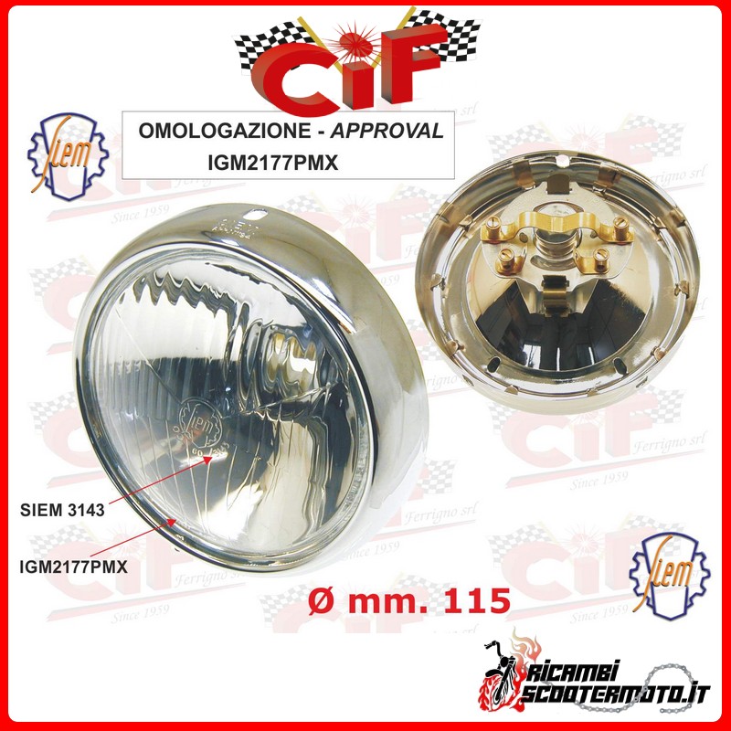 PHARE AVANT COMPLET AVEC SUPPORT DE LAMPE PIAGGIO VESPA GS 150  (VS1T 1956)