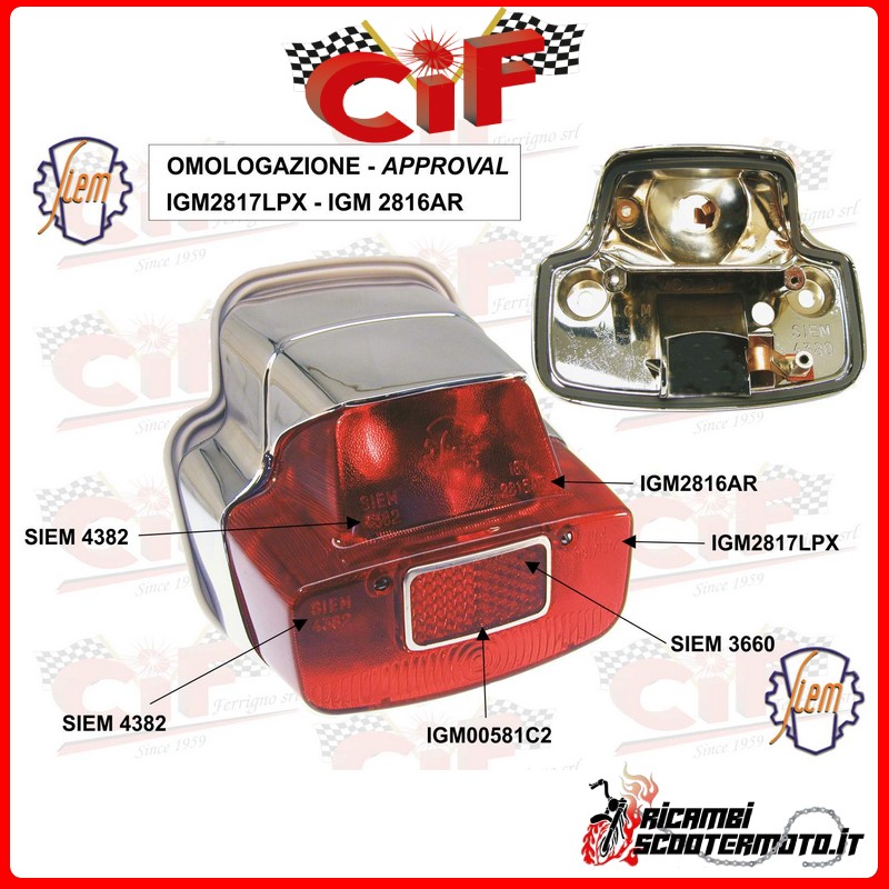 REAR LIGHT PIAGGIO VESPA 125  (DAL 1965)