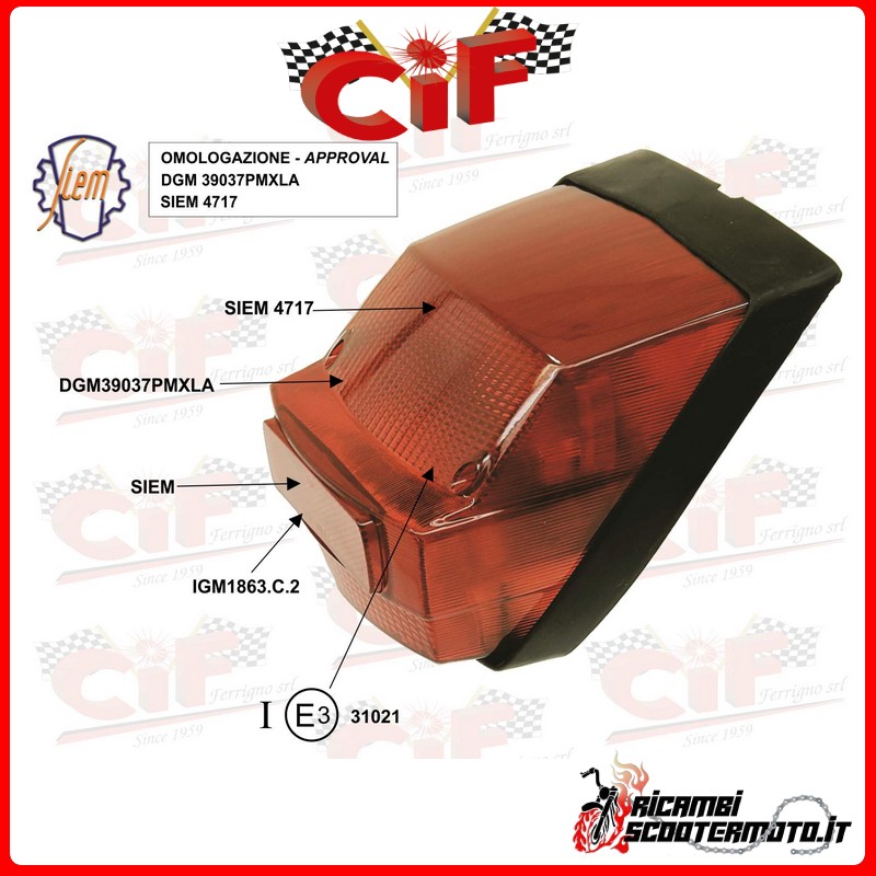 REAR LIGHT PIAGGIO VESPA P125X-P150X-P200E-PX 125-150-200E