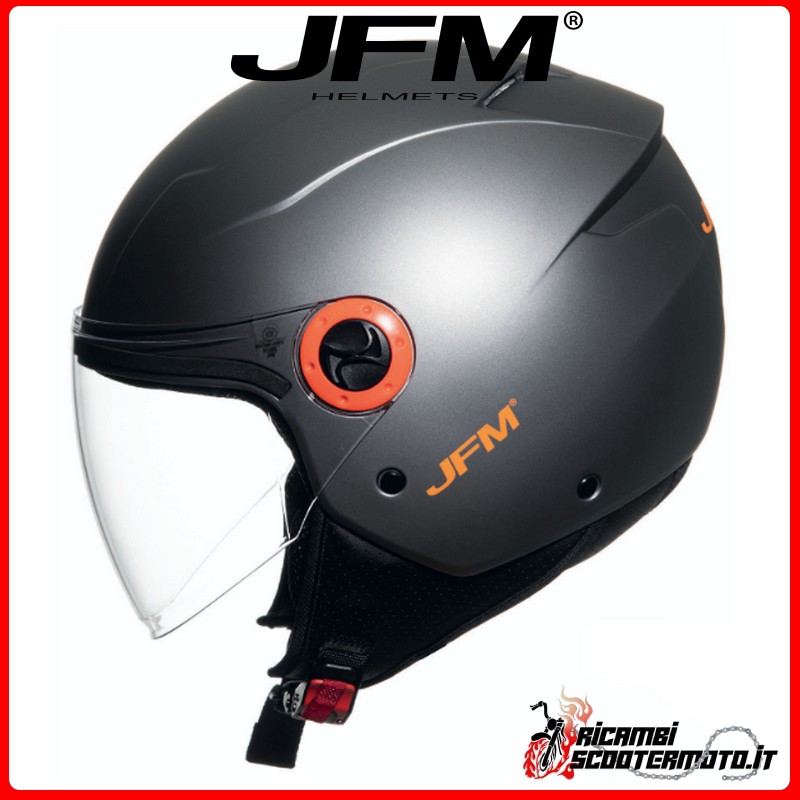 JFM DEMIJET HELMET MATT ANTHRACITE - ORANGE SIZE XL
