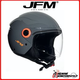 JFM DEMIJET HELMET GLOSSY GREY - ORANGE SIZE L