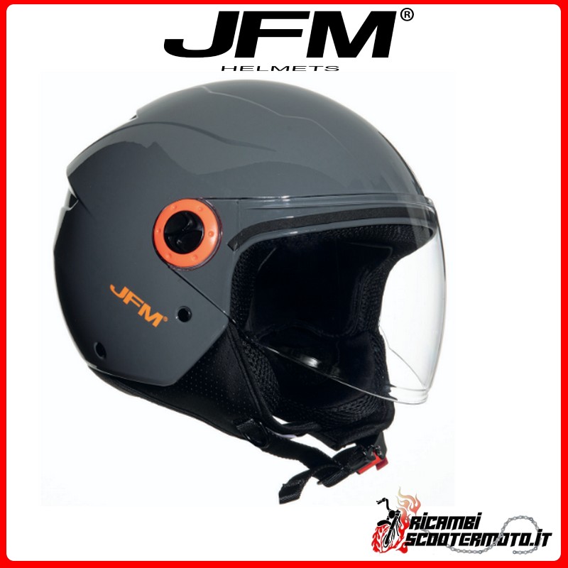 JFM DEMIJET HELMET GLOSSY GREY - ORANGE SIZE XL