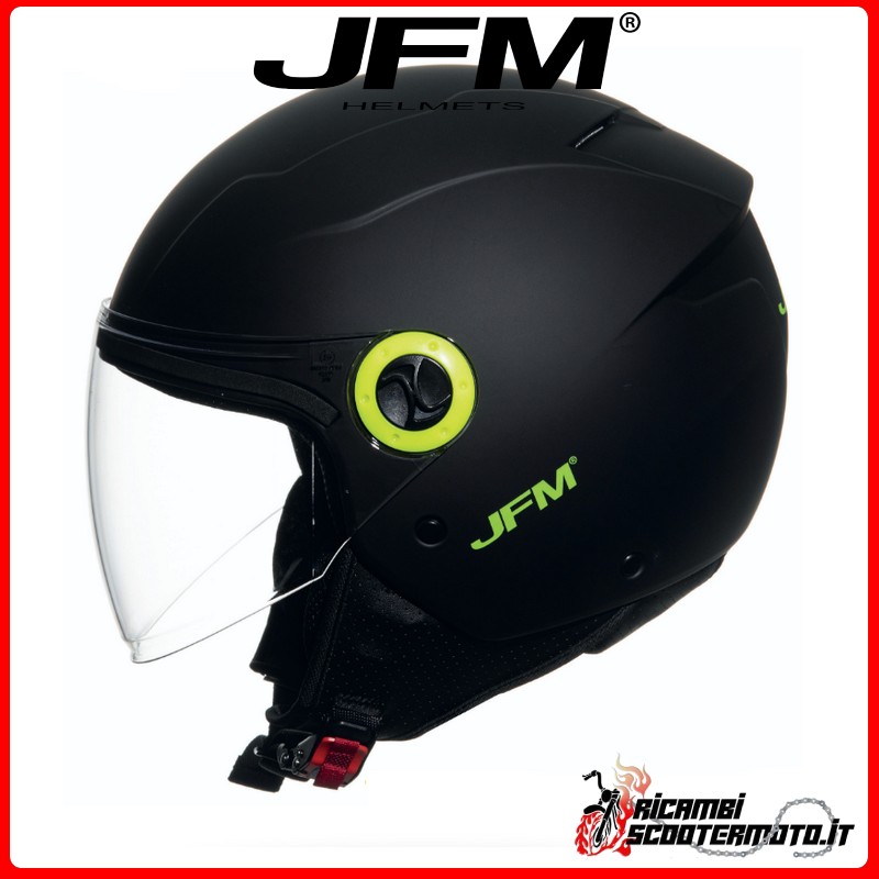 JFM DEMIJET HELMET MATT BLACK - YELLOW SIZE M