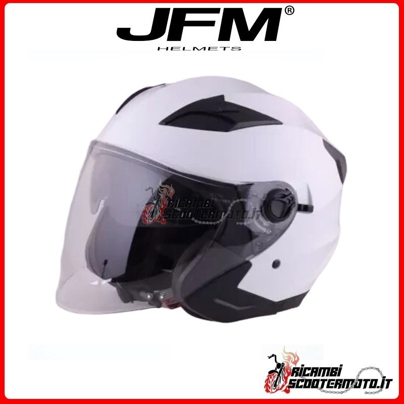 CASQUE JET DOUBLE VISIÈRE JFM BLANC BRILLANT TAILLE M