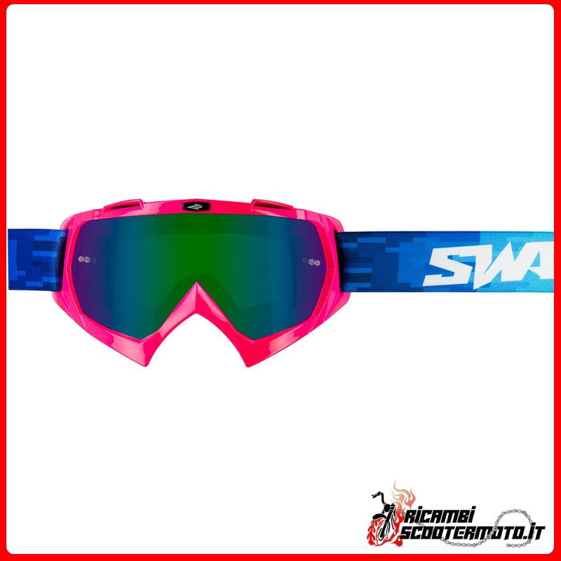 CROSS SWAP'S PIXEL PINK GOGGLE + GREEN IRIDIUM LENS CROSS SWAP'S PIXEL PINK GOGGLE + GREEN IRIDIUM LENS