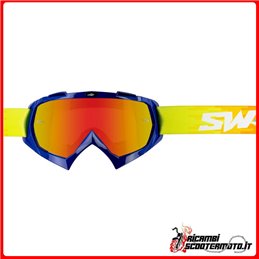 GAFAS AZUL PÍXEL DE CROSS SWAP + LENTE DE IRIDIO DORADA/ROJA