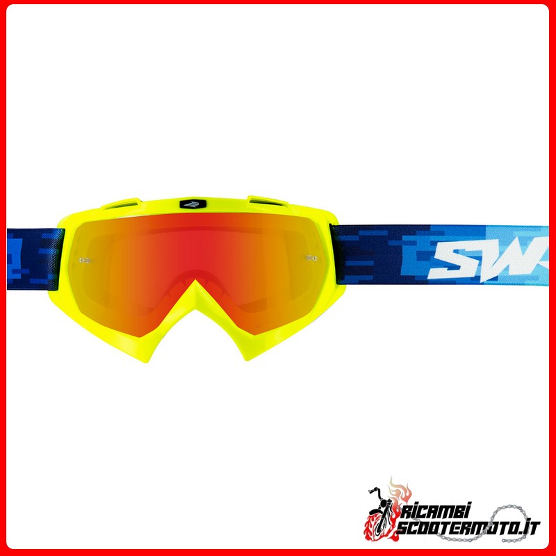 GAFAS PIXEL AMARILLAS DE CROSS SWAP + LENTE DE IRIDIO DORADA/ROJA