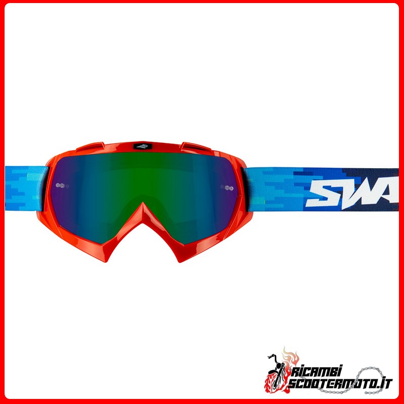 CROSS SWAP'S PIXEL RED GOGGLE + GREEN IRIDIUM LENS CROSS SWAP'S PIXEL RED GOGGLE + GREEN IRIDIUM LENS