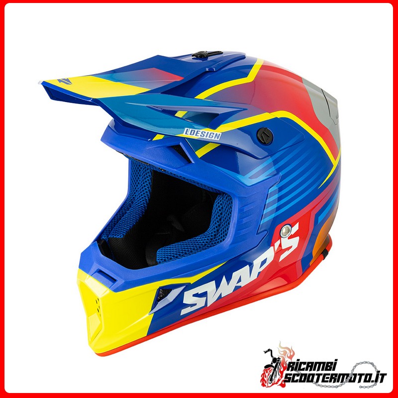 INTERCAMBIOS DE CASCO CROSS - BLUR S818 AZUL ROJO AMARILLO TALLA M
