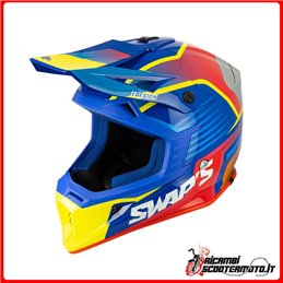 INTERCAMBIOS DE CASCO CROSS - BLUR S818 AZUL ROJO AMARILLO TALLA L