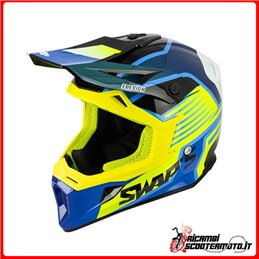 INTERCAMBIOS DE CASCO CROSS - BLUR S818 AMARILLO FLUORESCENTE AZUL TALLA XL