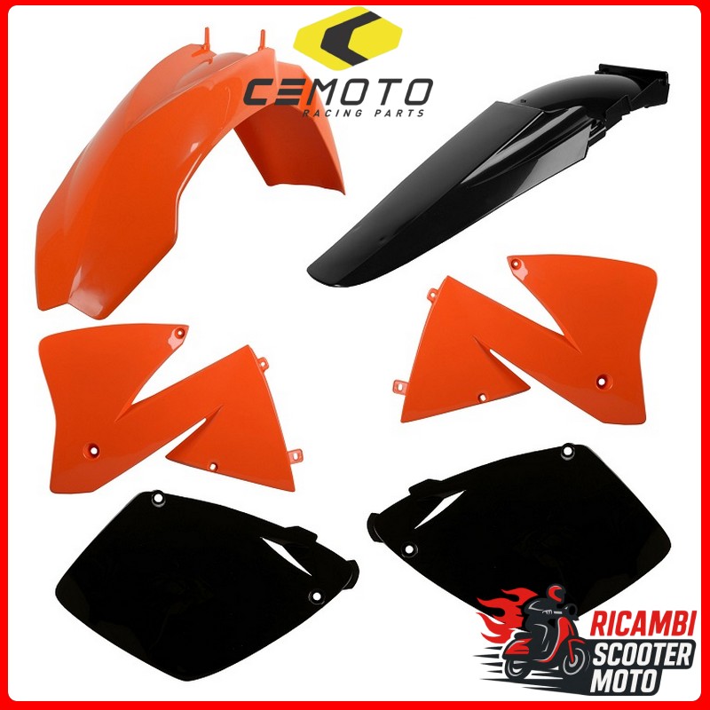 KIT PLASTICHE ARANCIONE/NERO KTM 125 EXC 2001-2002